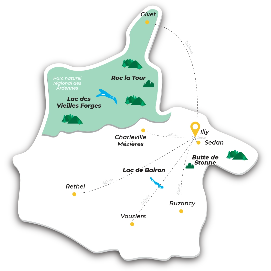 Carte illustrée des Ardennes